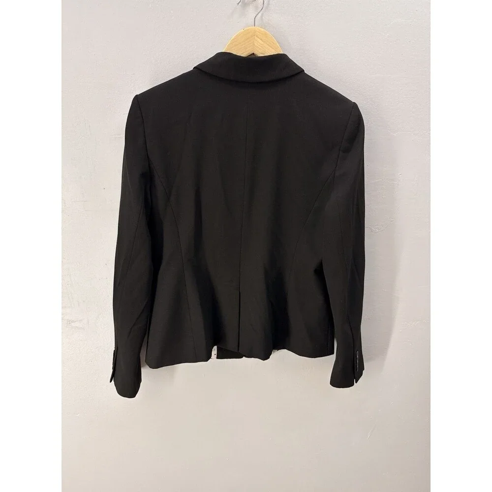 Ann Taylor women's size 8 jacket blazer black weave button front - Picture 2 of 13